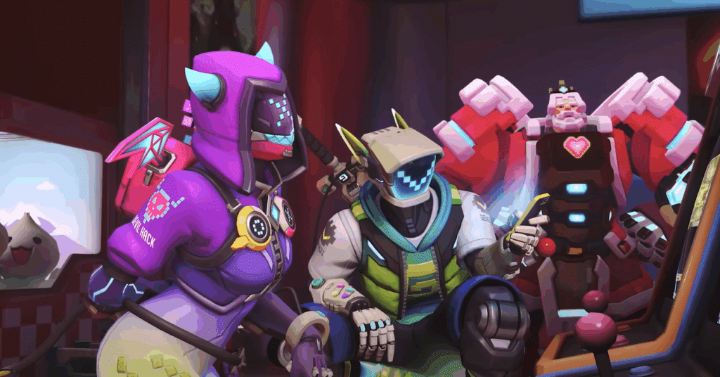 Overwatch 2 Season 17 8-bit skins Sombra, genji, and Reinhardt