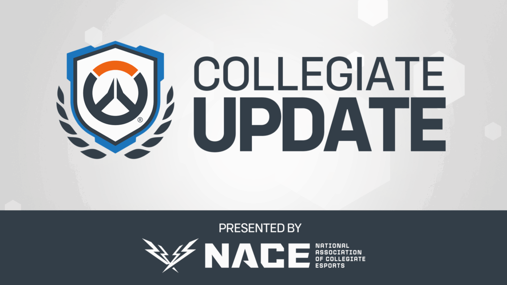 Logo image purporting a Collegiate Update for Overwatch.