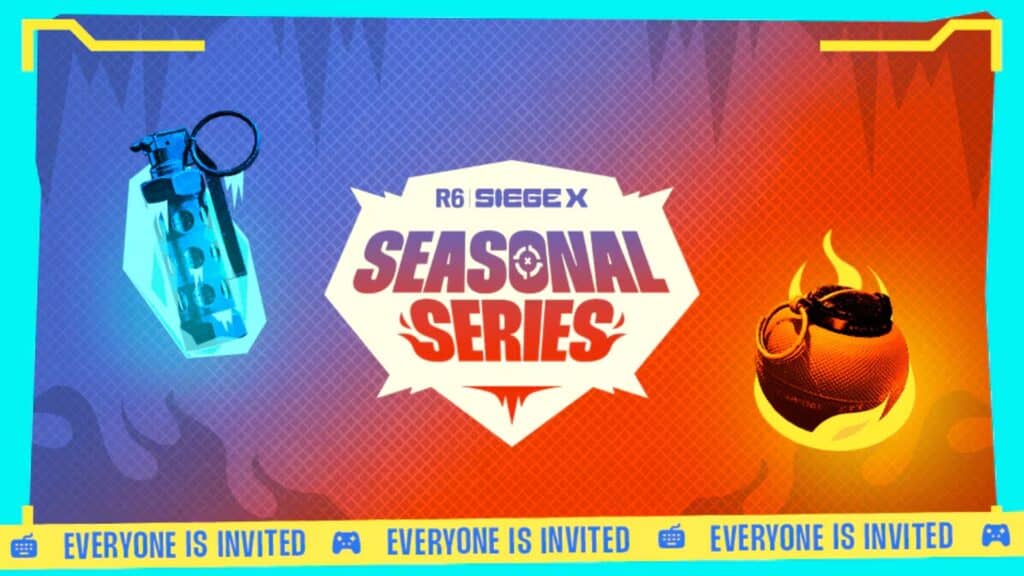 Image of Rainbow Six Seasonal Series logo on a multicoloured background