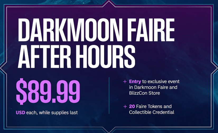 BlizzCon 2026 Darkmoon Faire After Hours price and perks graphic