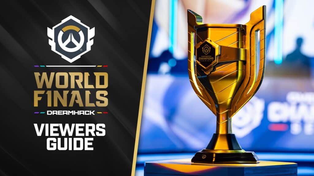 OWCS World Finals 2025 in DreamHack Stockholm viewers guide promotional image featuring OWCS cup